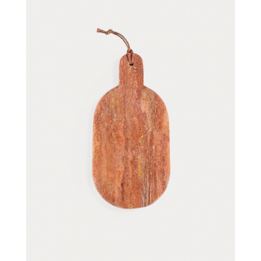 Marble Oval Serving Table (40x20 cm) Tahani Red Travertine Marble - The Masie
