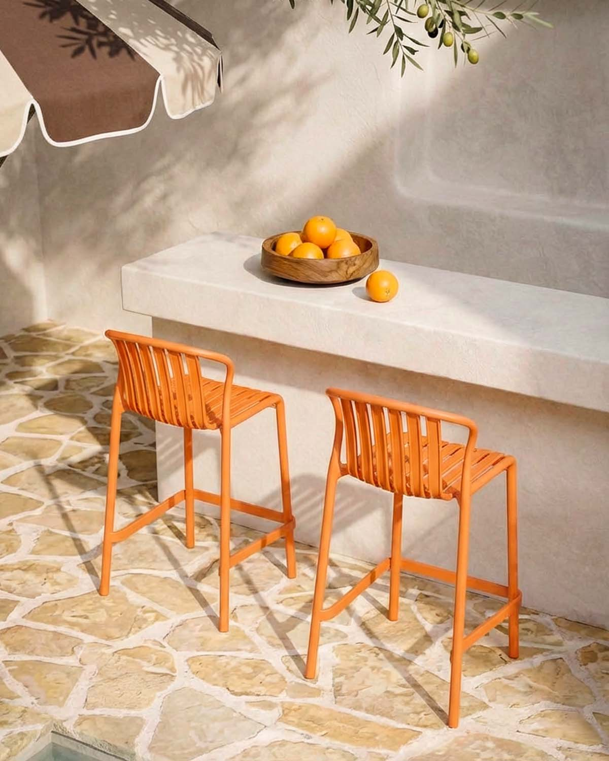 Pack 2 High Outdoor Polypropylene Stools (65 cm) Baztan, gallery image 2