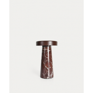 Wireless LED Outdoor Table Lamp in Marble and Metal Mysha Cherry Gold Red Marble - The Masie