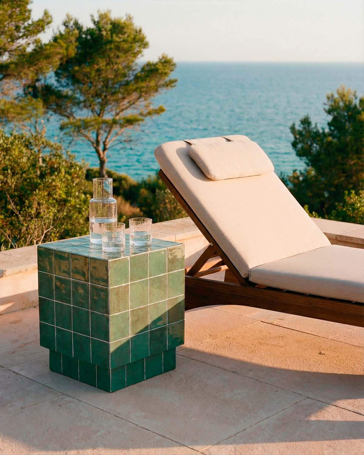 Square Outdoor Side Table in Ceramic and Concrete (40x40 cm) Nilsi, gallery image 2