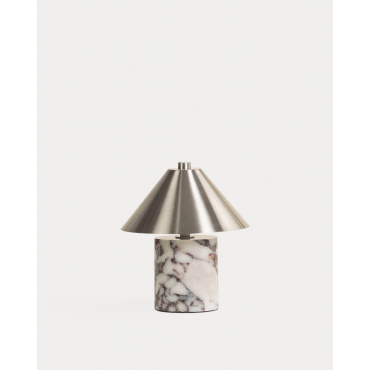 Outdoor Cordless LED Table Lamp in Marble and Metal Obely Bulgari Branco Marble - The Masie