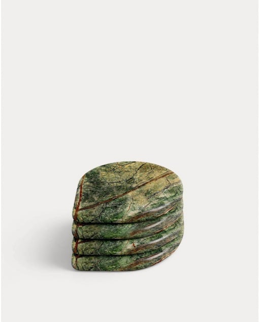 Set of 4 Round Marble Coasters Hatem