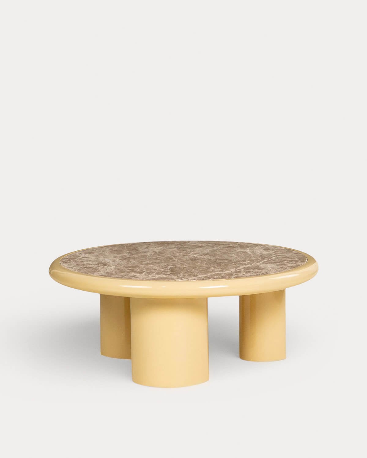 Round Marble and Wood Coffee Table (Ø90 cm) Hellie, gallery image 1