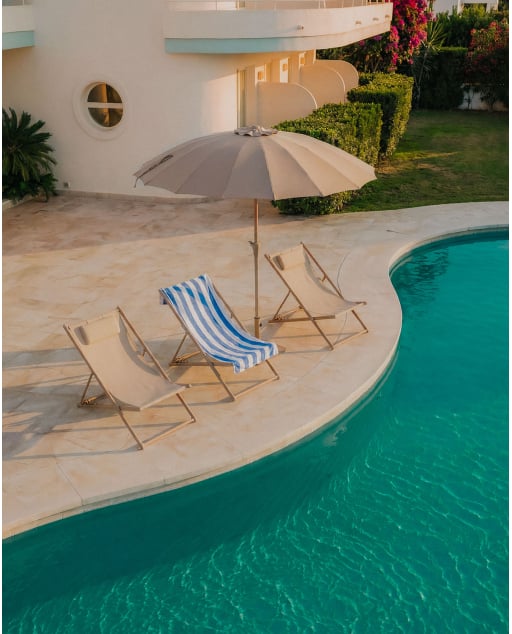 Reclining metal and fabric sun lounger Ohiane