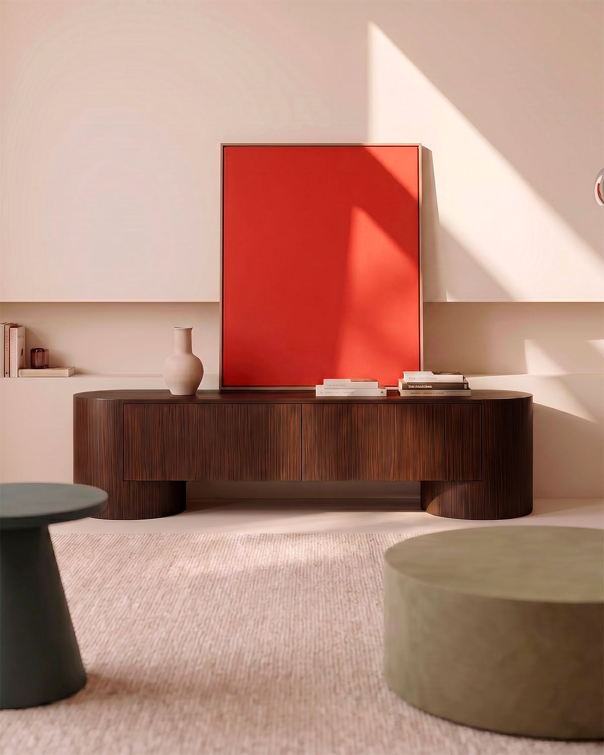 Theda TV stand with 2 wooden drawers, gallery image 2
