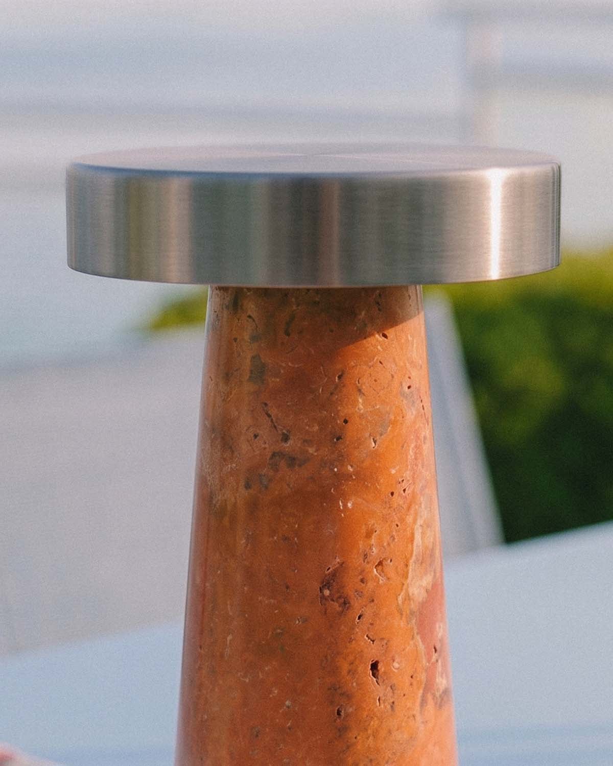Wireless LED Outdoor Table Lamp in Marble and Metal Mysha, gallery image 3