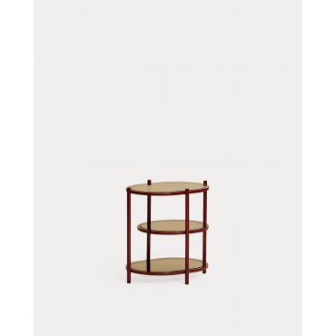Pack of 2 Metal and Tempered Glass Bedside Tables (50x50 cm) Yerry Red Tinto - The Masie