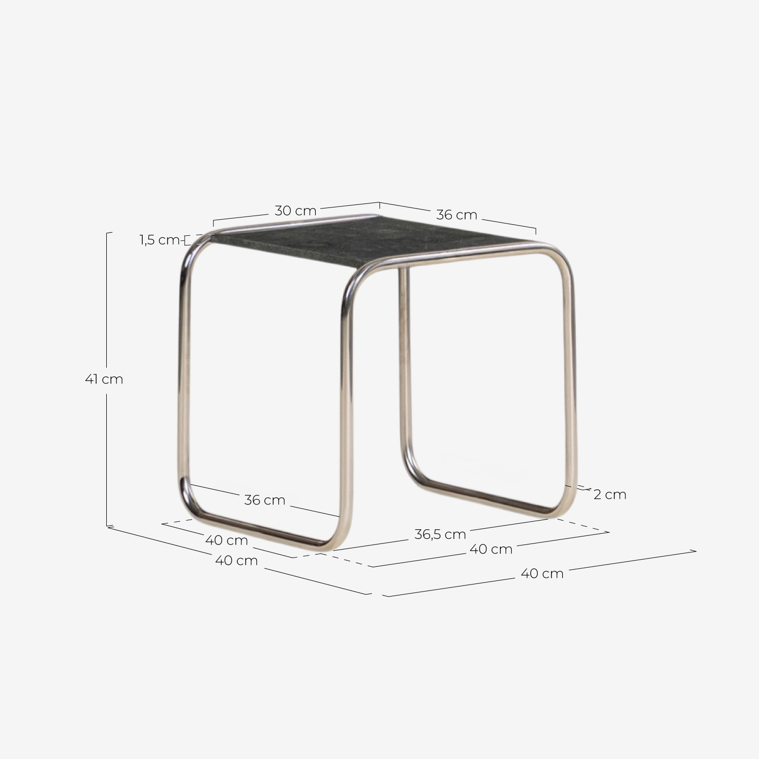Square Side Table in Marble and Metal (40x40 cm) Nansa, measurements
