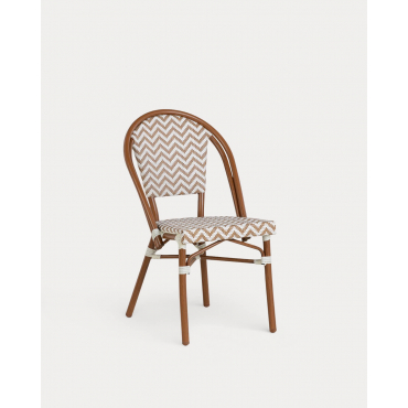 Pack 4 Outdoor Chairs in Aluminum and Synthetic Rattan Yona Bistro Brown Clay - The Masie