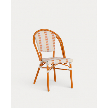 2-Pack Aluminum and Synthetic Rattan Dining Chairs Yona Bistro Orange Terra - The Masie