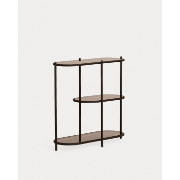 Metal and Tempered Glass Bookshelf (80x85 cm) Yerry Chocolate Brown - The Masie