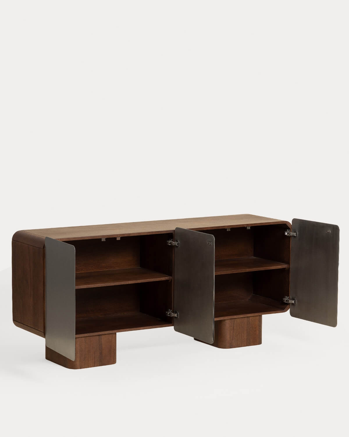 Low sideboard with 4 doors 164x40 cm made of mango wood and metal Arties, gallery image 4