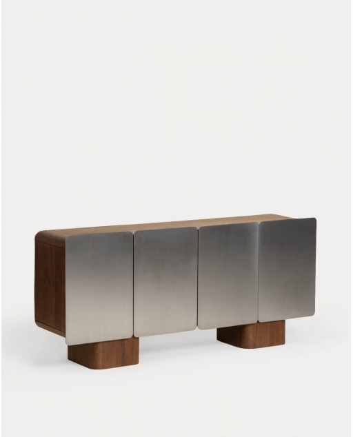 Low sideboard with 4 doors 164x40 cm made of mango wood and metal Arties