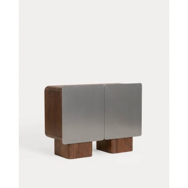 Low sideboard with 2 mango wood and metal doors Arties Dark Mango Wood - The Masie