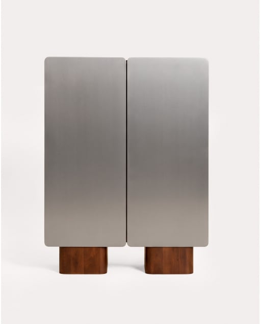 Tall wardrobe 2 doors 100x40 cm of mango wood and metal Arties