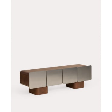 TV Unit with 4 Doors 164x40 cm Mango Wood and Metal Arties Dark Mango Wood - The Masie