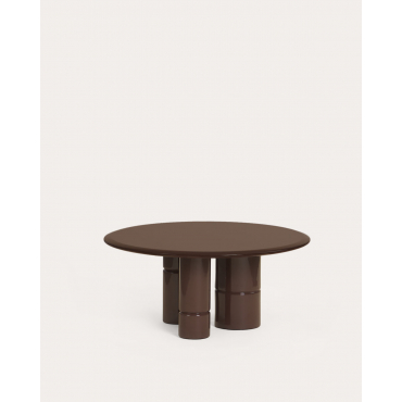 Round Wooden Coffee Table (Ø80 cm) Nonila Chocolate Brown - The Masie