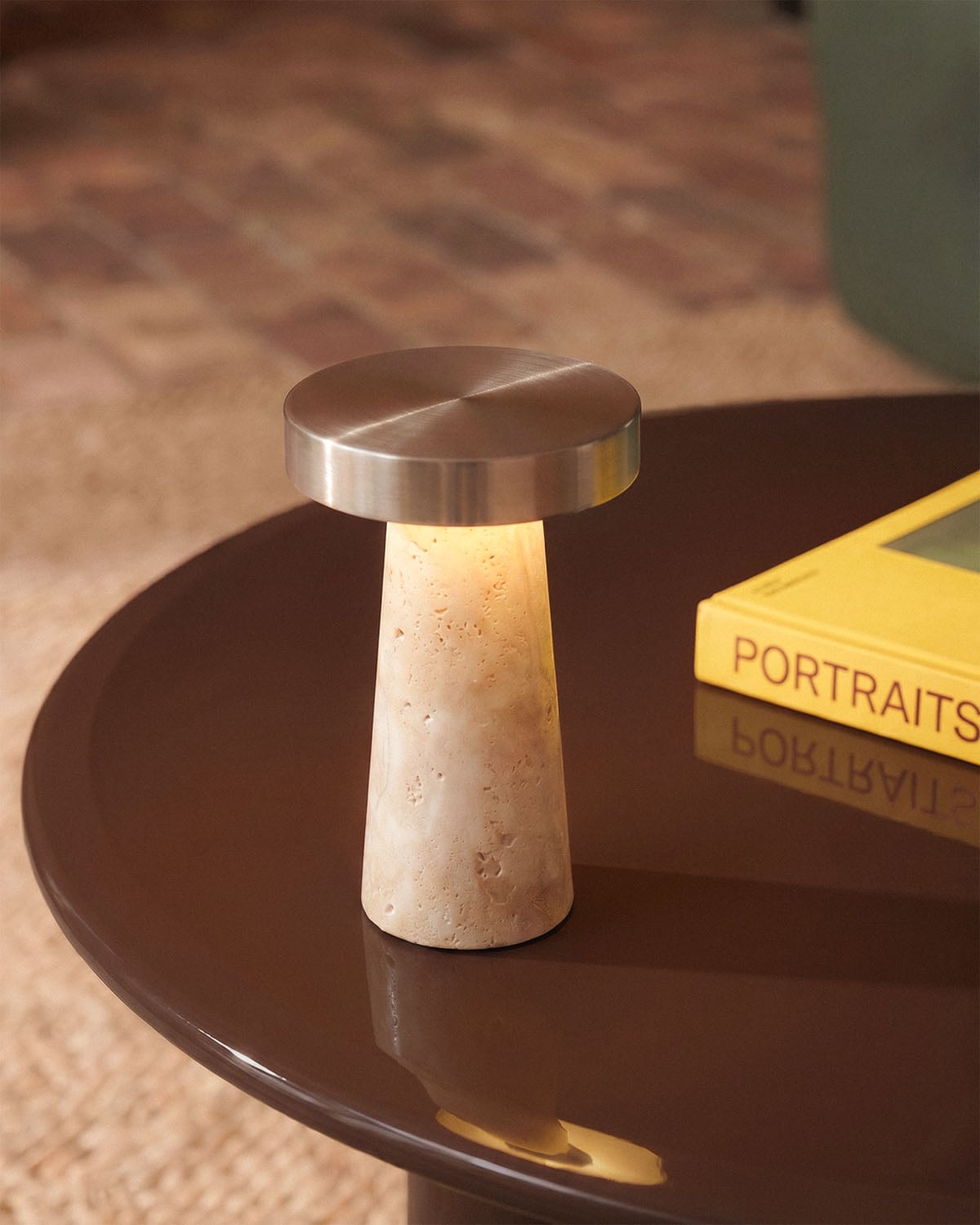Wireless LED marble and metal table lamp Mysha, gallery image 2