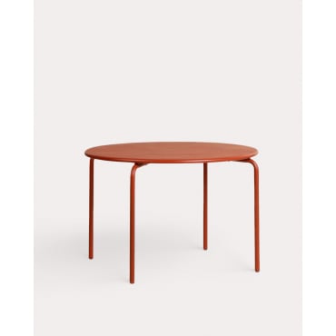 Outdoor Round Metal Table (Ø110 cm) Dorothea Red Brick - The Masie