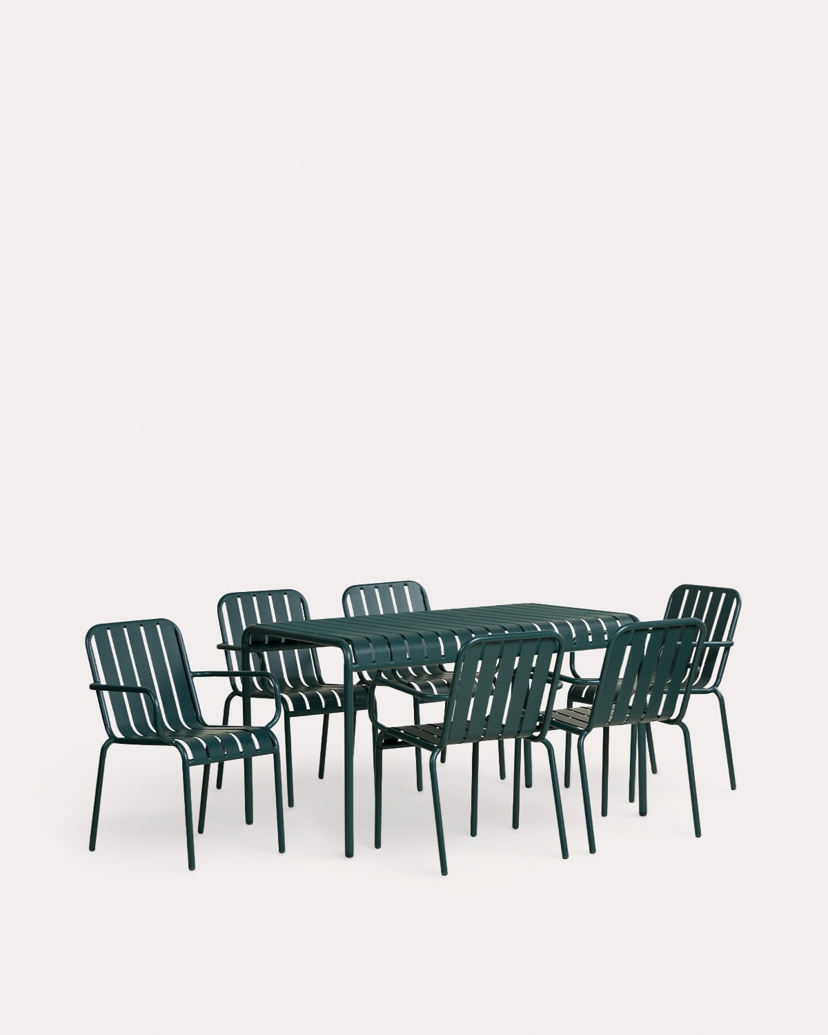 Rectangular Table Set (130x80 cm) and 6 Chairs with Metal Armrests Tavo, gallery image 1