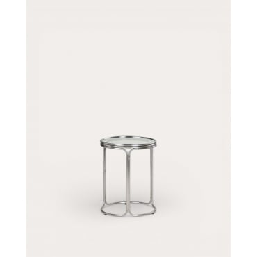 Round Side Table in Metal and Tempered Glass (Ø40 cm) Massia Clear glass - The Masie