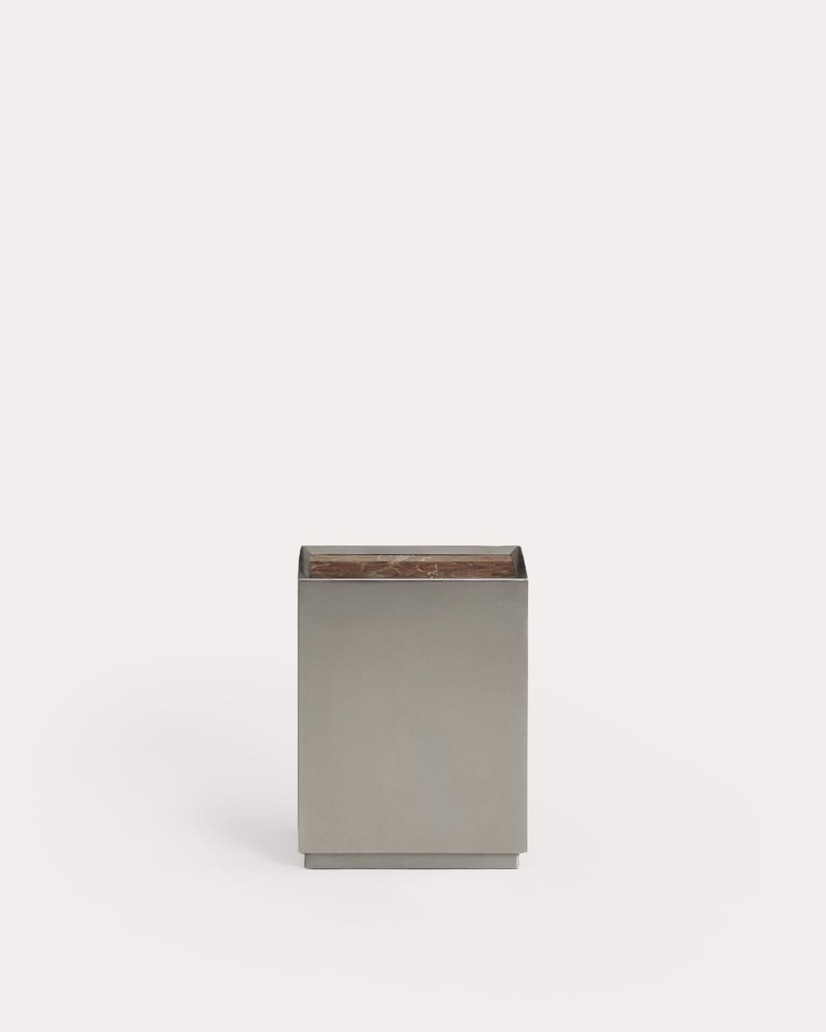 Square Side Table in Stainless Steel and Marble Udaipur (35x35 cm) Imogen, gallery image 1