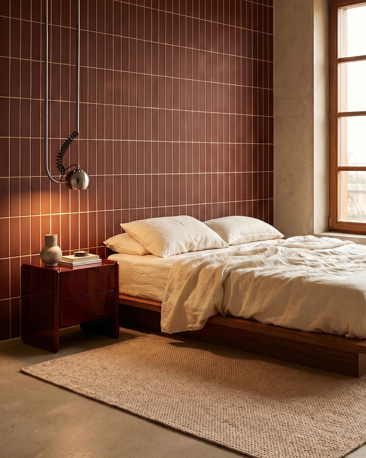 Rectangular bedside table 50x40 cm with 2 wooden drawers Alaudi, gallery image 2