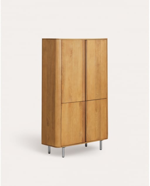 Mhuan 4-Door Mango Wood and Metal Wardrobe
