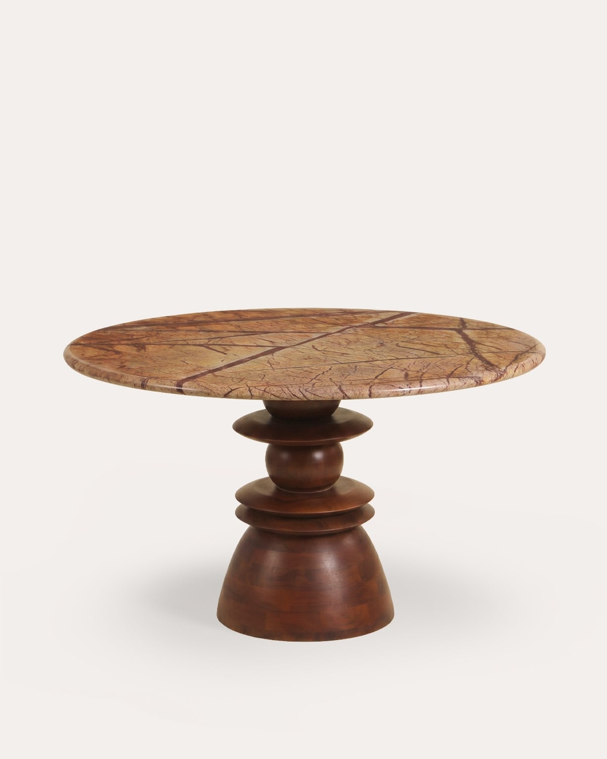 Round dining table Ø120 cm made of marble and mango wood Erato, gallery image 1