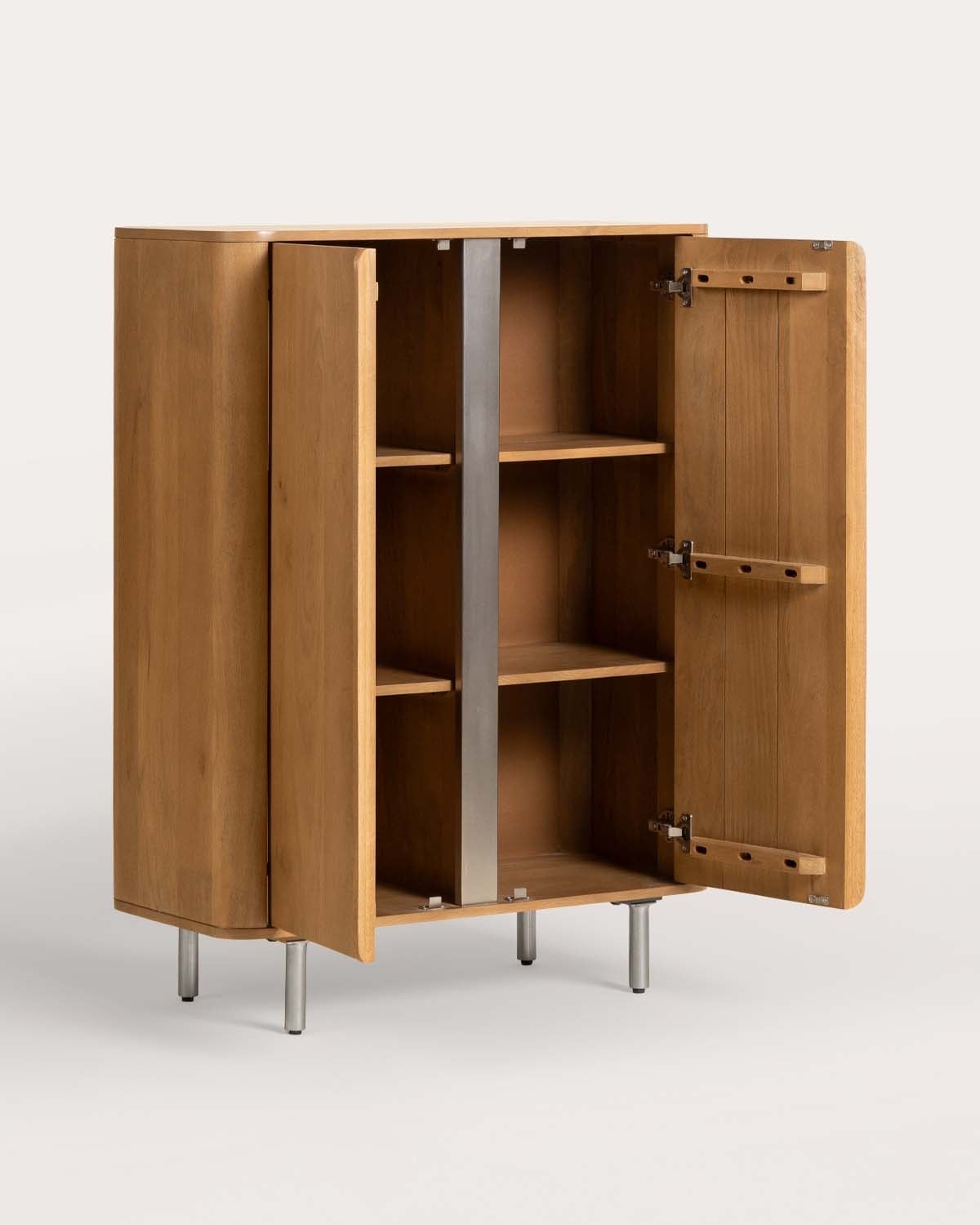 Mhuan tall sideboard with 2 doors 90x40cm made of mango wood and metal, gallery image 2