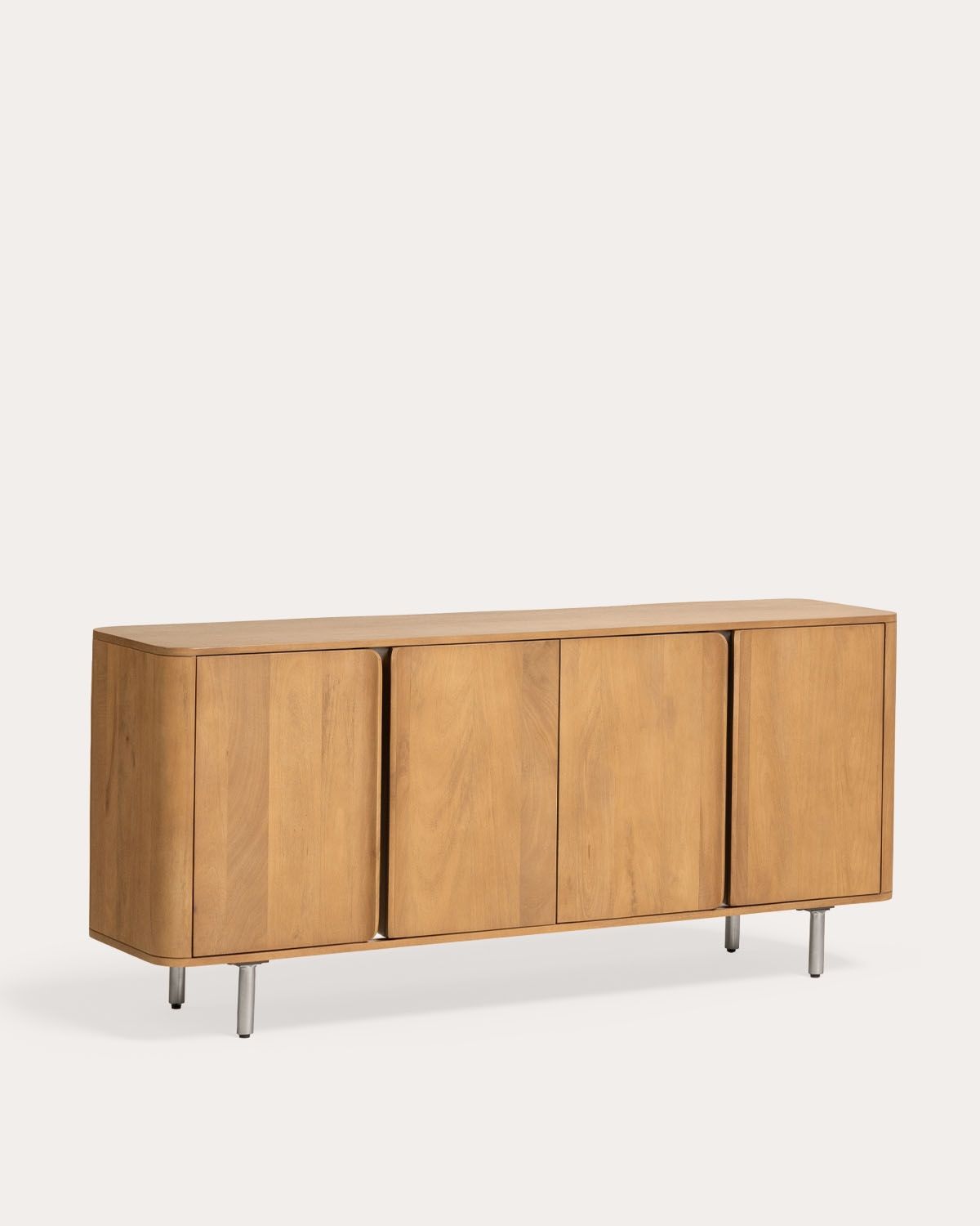 Low sideboard with 4 doors 170x40 cm made of mango wood and metal Mhuan, gallery image 1