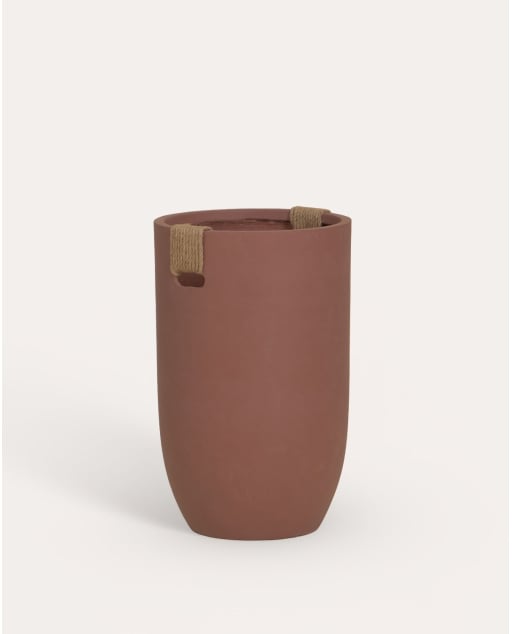 Tall round cement planter Fitonia - Red Brick