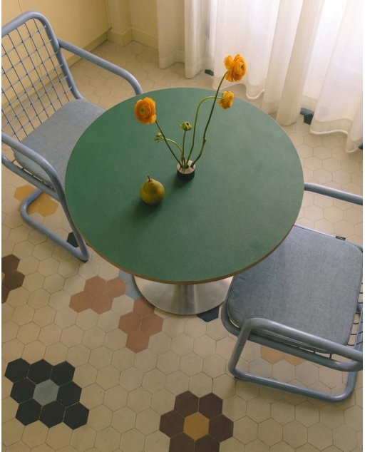 Mesa de comedor redonda Ø70 cm de madera y metal Miwel