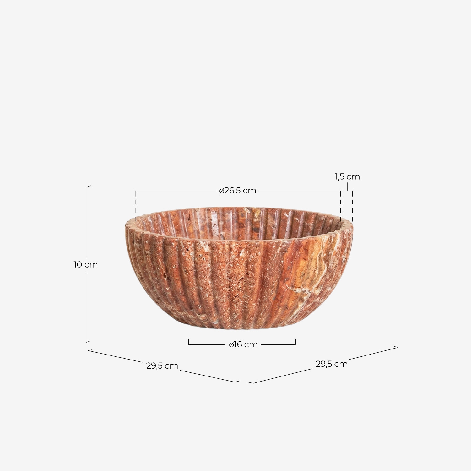 Decorative marble bowl Ø26,5 cm Agadir, measurements