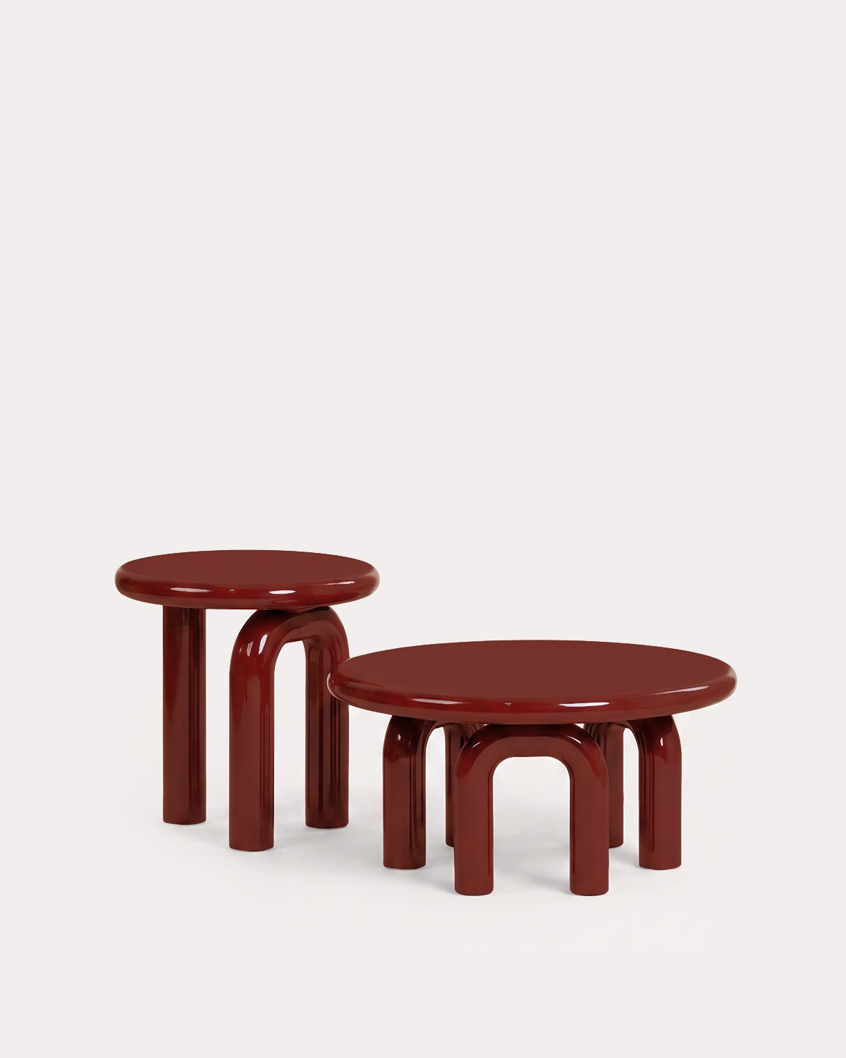 Wooden side table set Ø50 cm and coffee table set Ø80 cm Gilber, gallery image 1