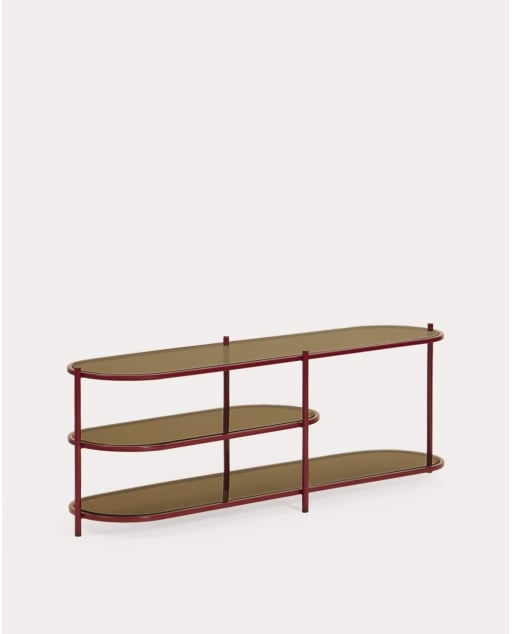 Shelving unit 50x150 cm in metal and tempered glass Yerry