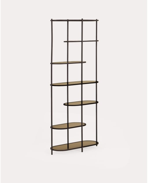 Shelving unit 190x85 cm in metal and tempered glass Yerry