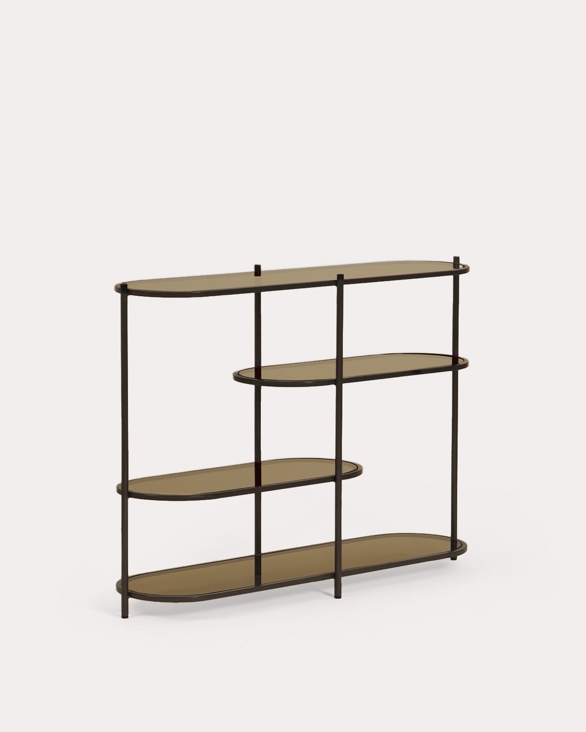 Shelving unit 90x125 cm in metal and tempered glass Yerry, gallery image 1