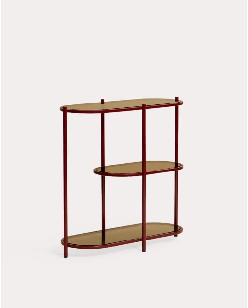 Shelving unit 80x85 cm in metal and tempered glass Yerry