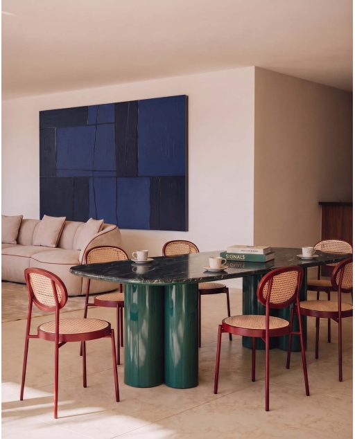 Rectangular dining table 220x100 cm made of marble and wood Basty