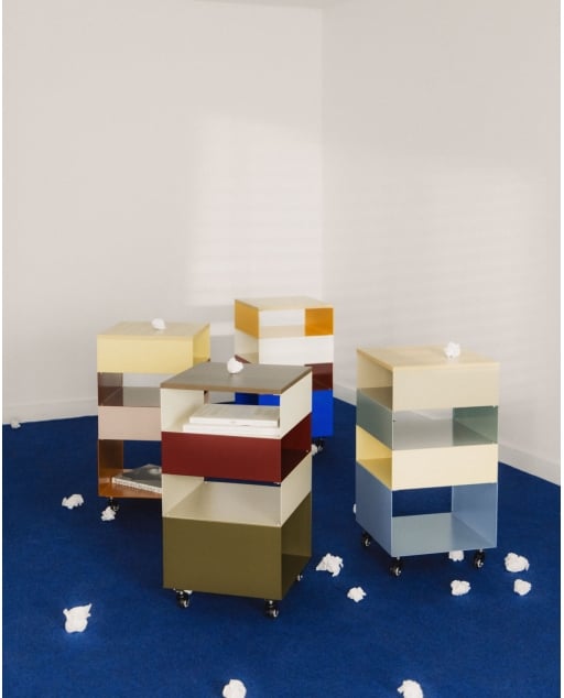 Shelving unit 76x40 cm with metal wheels Aiora
