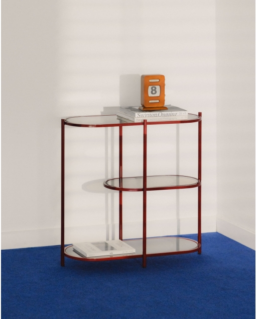 Shelving unit 80x85 cm in metal and tempered glass Yerry
