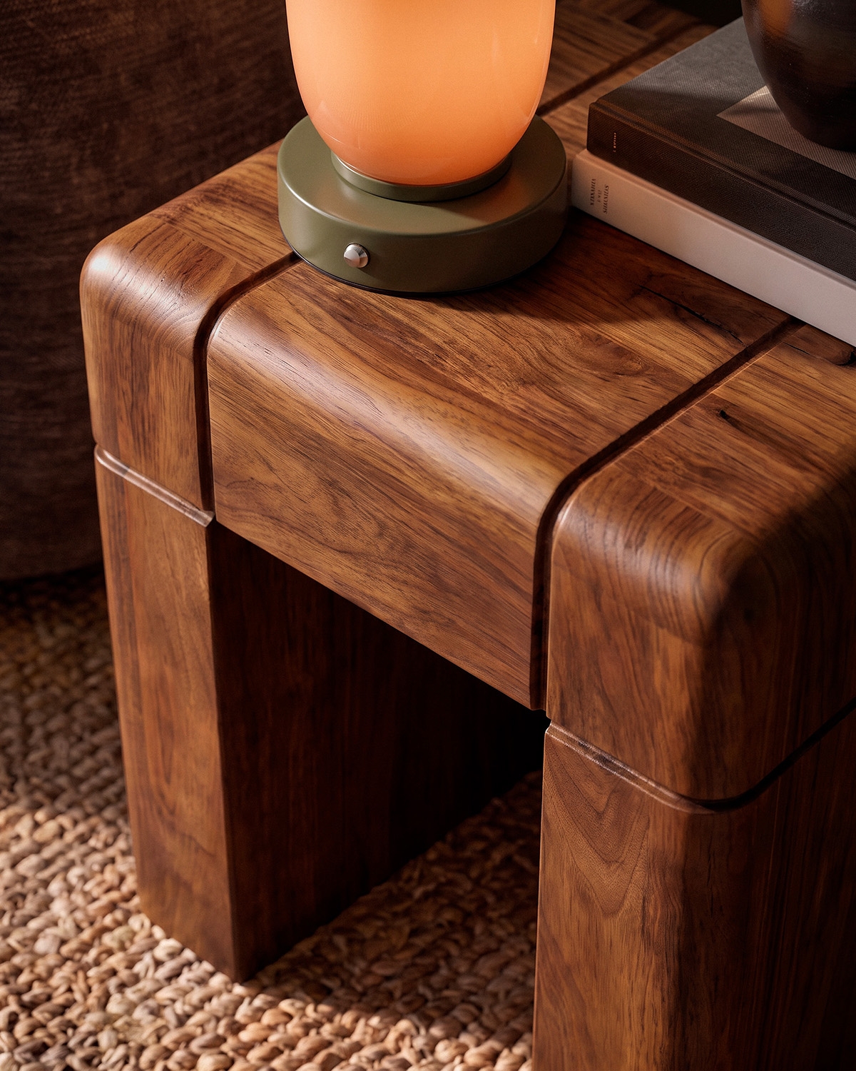 Square side table 40x40 cm made of mango wood Thalia, gallery image 3