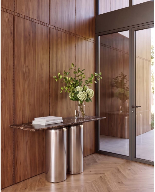 Rectangular hallway console table 140x40 cm in marble and metal Byden