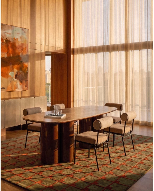 Rectangular dining table 220x100 cm made of marble and wood Basty
