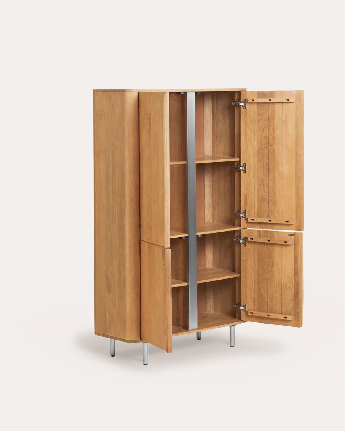 Mhuan 4-Door Mango Wood and Metal Wardrobe, gallery image 6