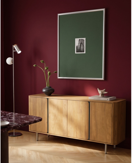 Low sideboard with 4 doors 170x40 cm made of mango wood and metal Mhuan