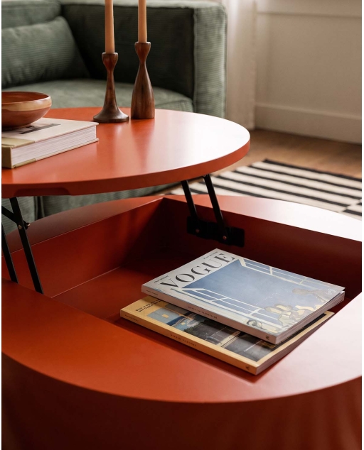 Maele round lift-top coffee table Ø90 cm made of wood