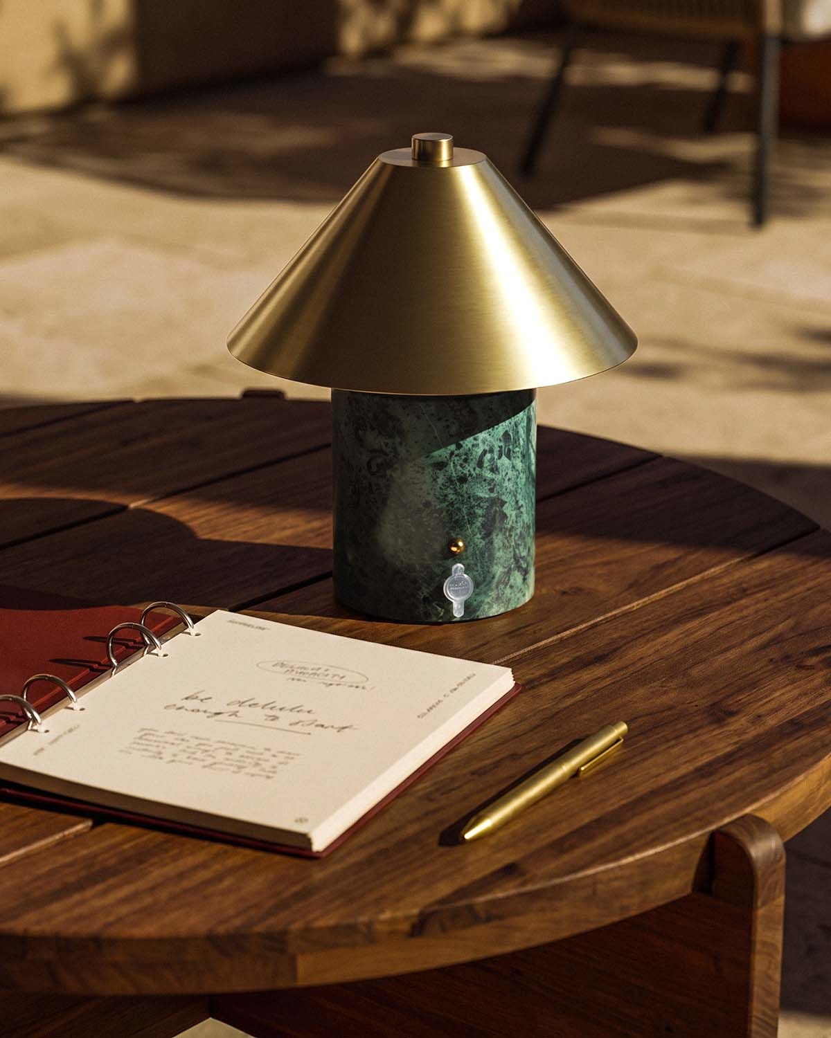 Wireless LED outdoor marble and metal table lamp Obely, gallery image 2