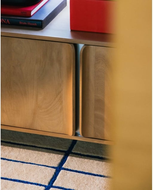 Mhuan TV Cabinet with 6 Mango Wood and Metal Doors